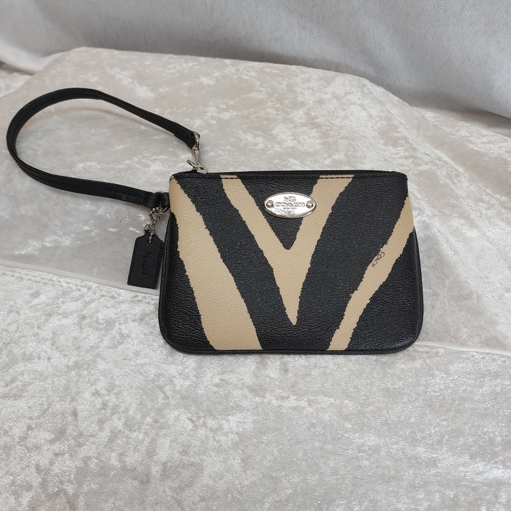 Coach zebra print wristlet